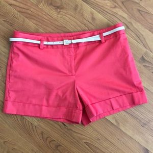 Express Coral Shorts with Cream Colored Belt